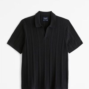 Abercrombie & Fitch Textured Black Polo Shirt